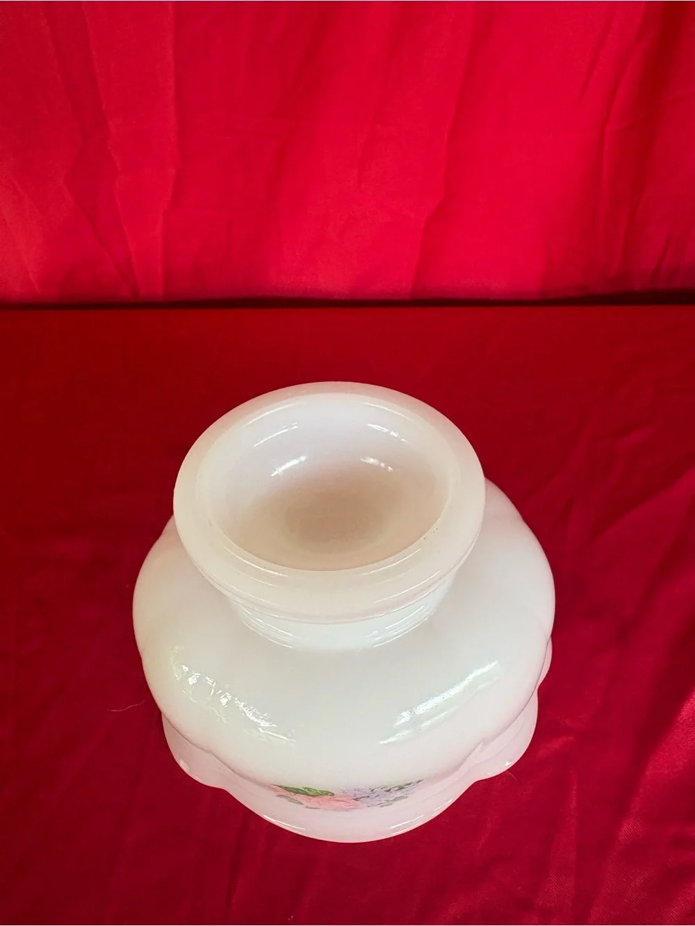White Floral Pedestal Vase with Pink Rose Accent